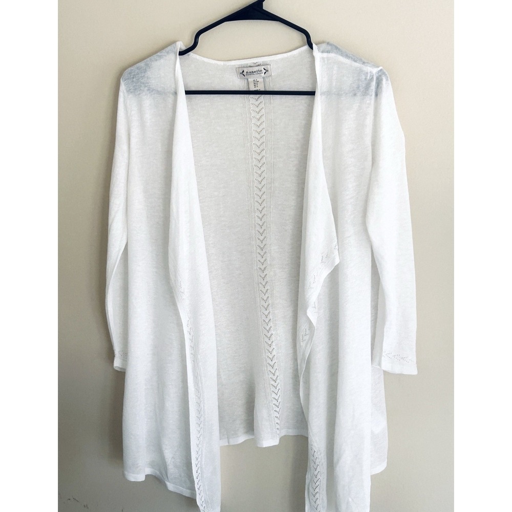 Nanette Lepore S Lightweight Sweater‎ Womens Cardigan Linen White Cottagecore
